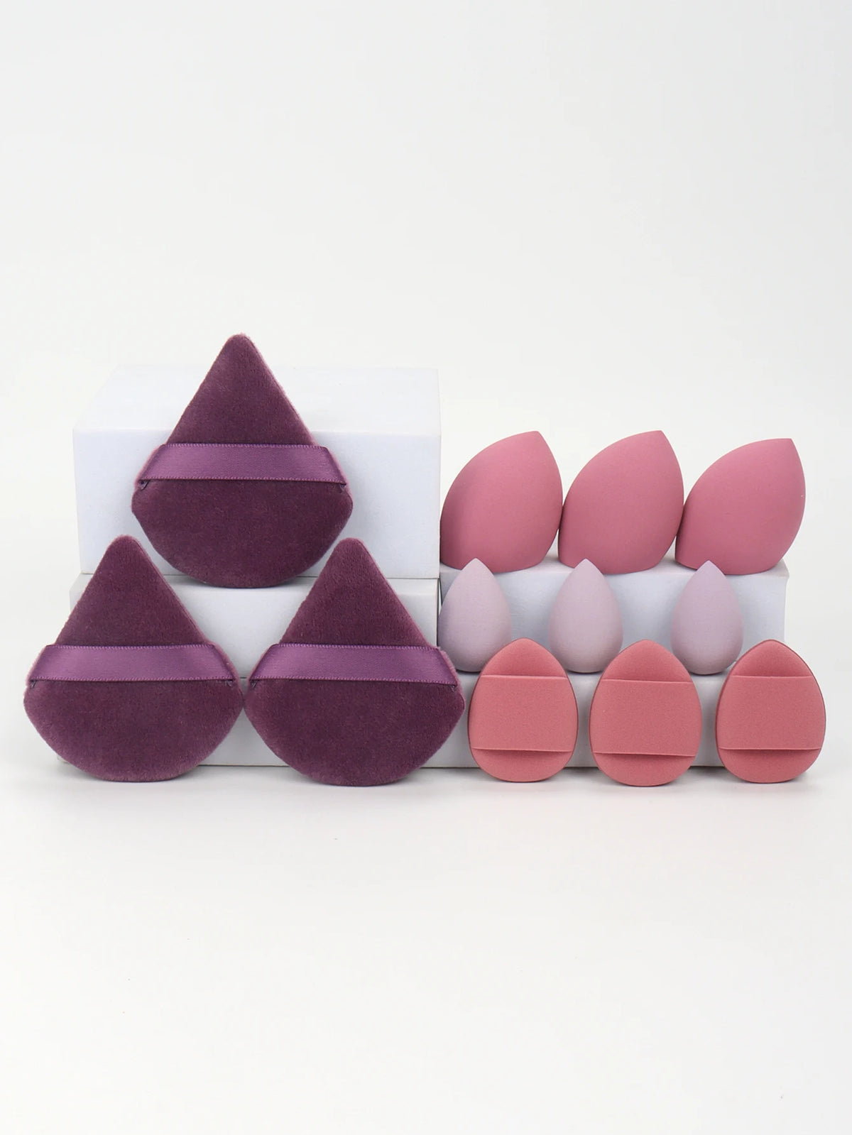 12-Piece Versatile Makeup Sponge Set for Flawless Application: 3 Loose Powder Puffs, 3 Mini Air Cushion Puffs, 3 Beauty Eggs