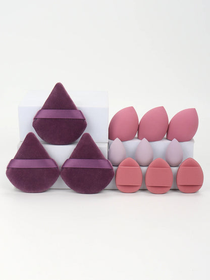 12-Piece Versatile Makeup Sponge Set for Flawless Application: 3 Loose Powder Puffs, 3 Mini Air Cushion Puffs, 3 Beauty Eggs