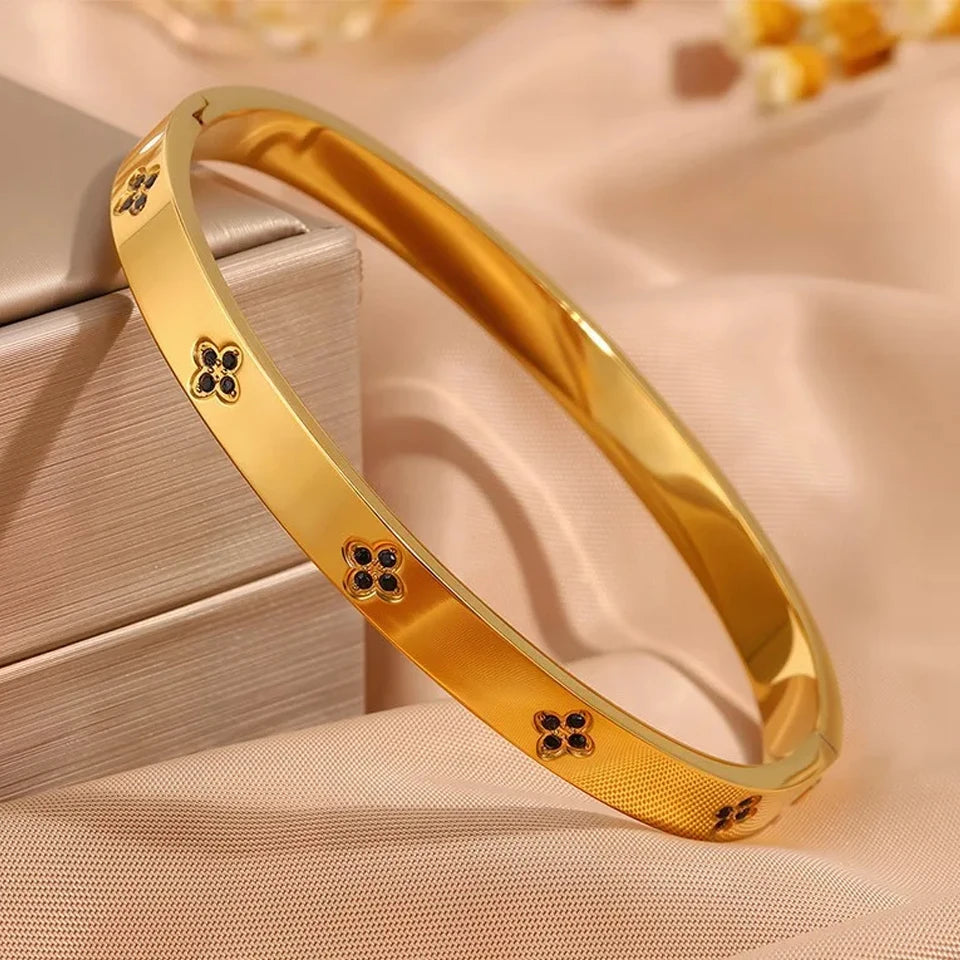 ZAKOL Sparkling Zirconia Stainless Steel Bracelet Set for Women - Stackable Bangles Fashion Jewelry Gift
