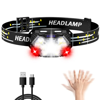 1500LM USB Rechargeable LED Headlamp for Fishing & Camping - 7500mAh Battery, Powerful COB Flashlight