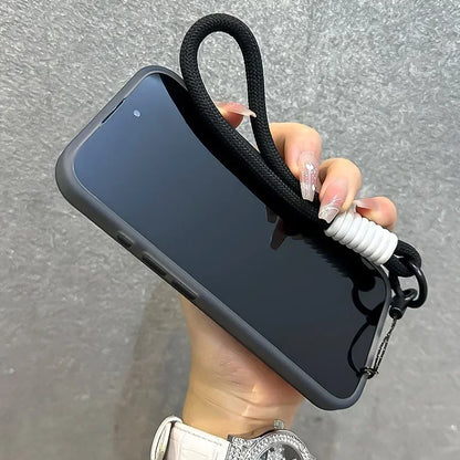 MagSafe Candy Color Contrast Lanyard Case for iPhone 11, 12, 13, 14, 15, 16, 17 Pro Max - Soft Matte Hand Wrist Strap