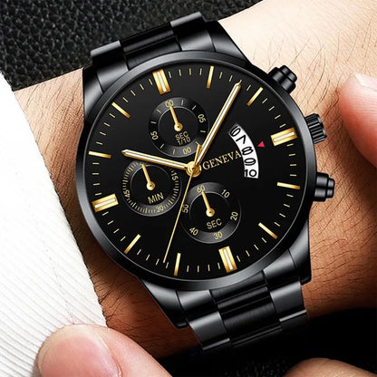 Luxury Men's Calendar Quartz Watch - Stylish Stainless Steel Business Timepiece for Confident Men