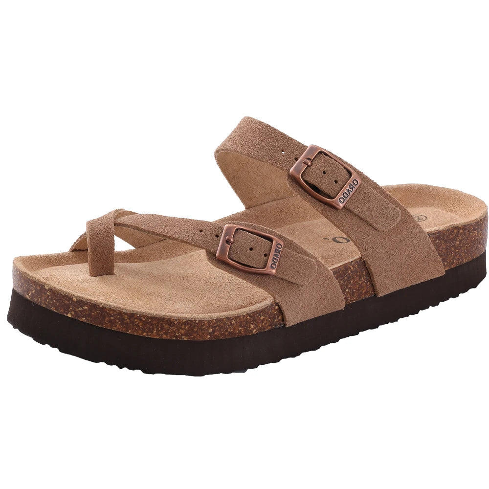 Comwarm Women's Suede Mules Slippers - Arch Support Clogs with Cork Insole for Beach, Outdoor, & Home Use