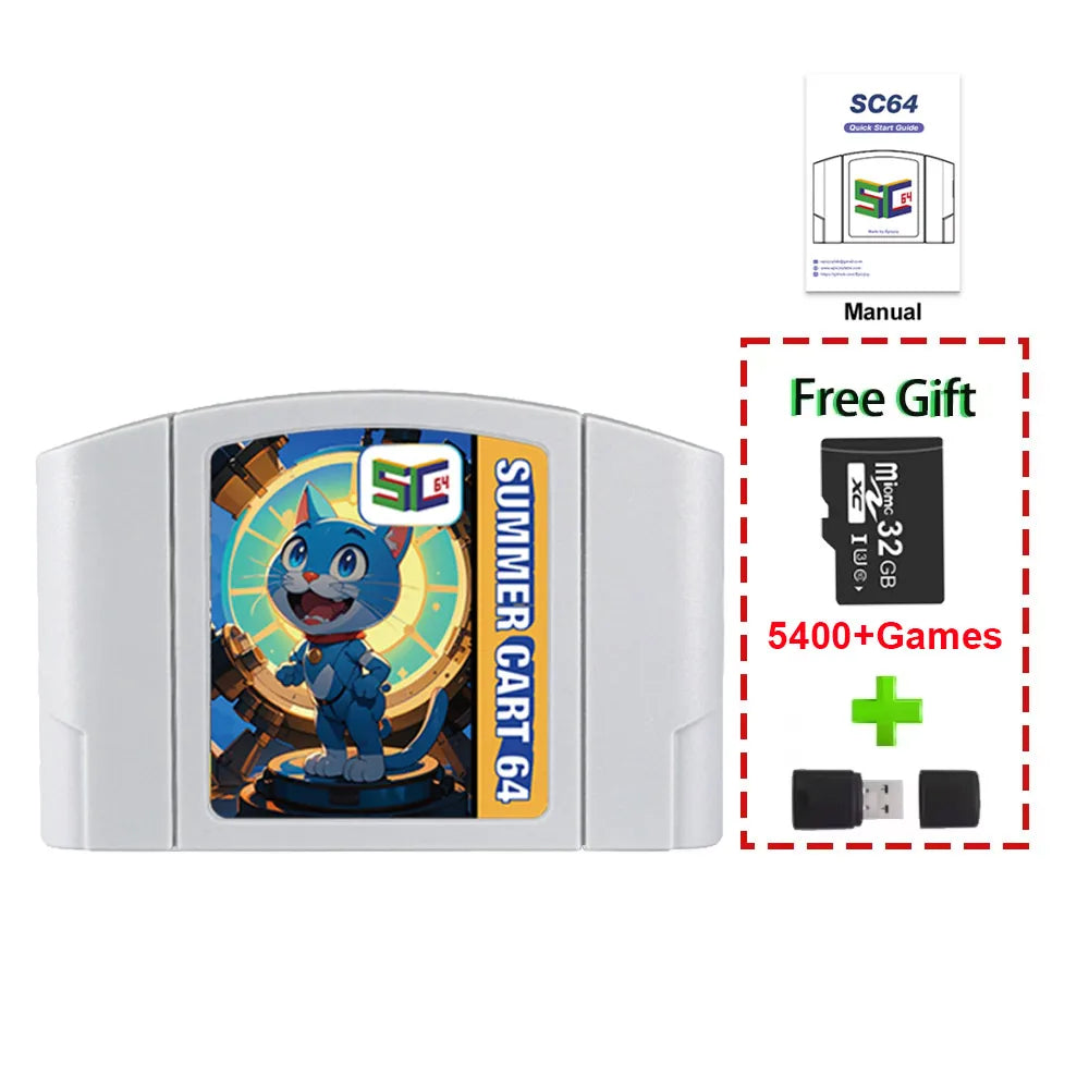 5400-in-1 N64 Game Cartridge with 32GB TF Card - No Region Restrictions for Nintendo 64 Retro Gaming