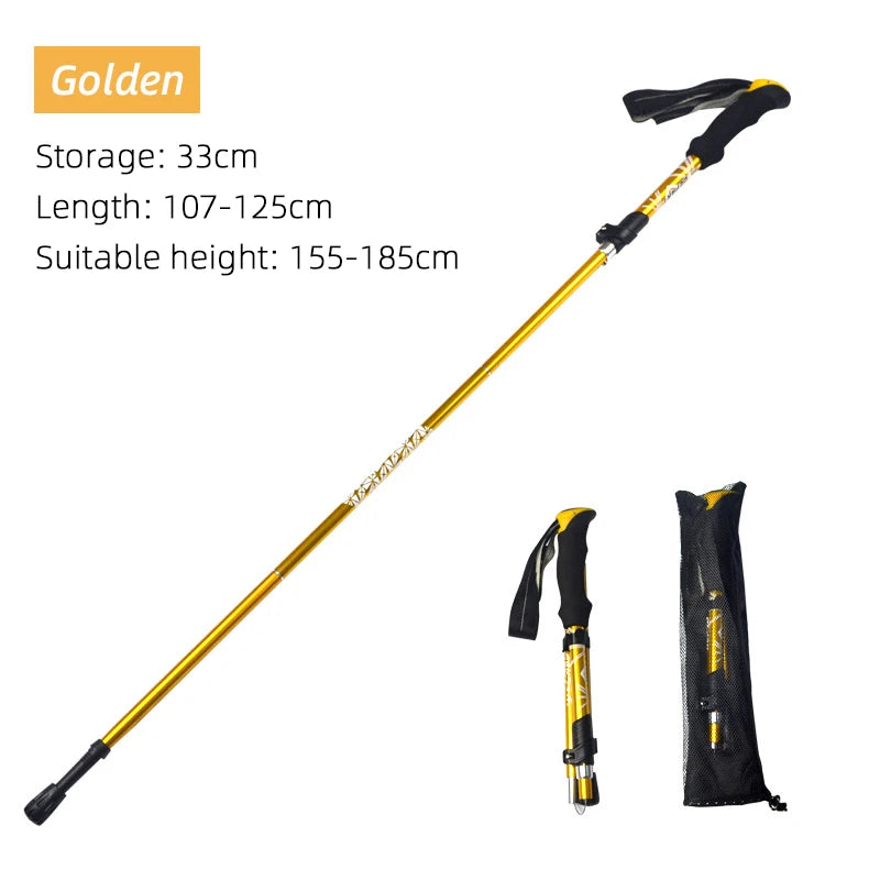 Outdoor Foldable Trekking Pole for Seniors - Portable Hiking Stick, Telescopic Design, Easy to Pack for Camping Adventures