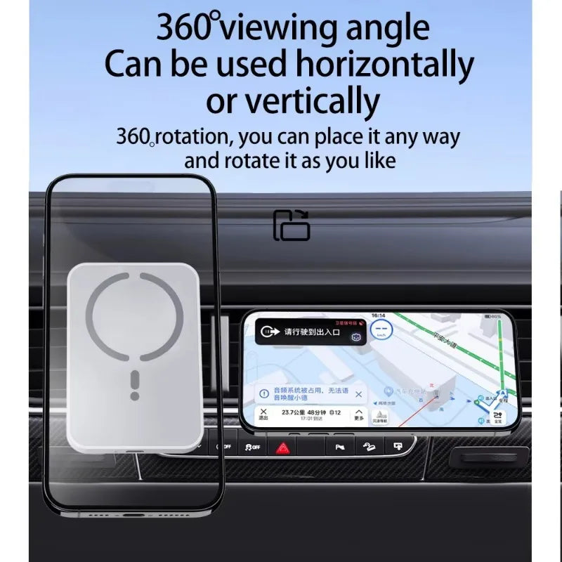 100W Magnetic Wireless Car Charger & Phone Holder for iPhone 16/15/14/13/12 Pro Max - Fast Air Outlet Charging Station