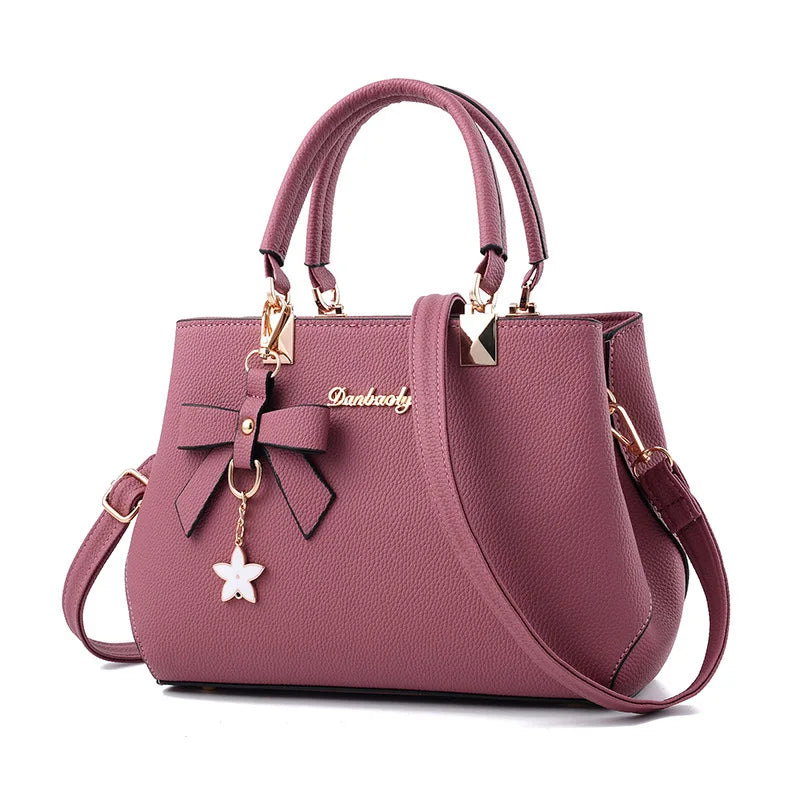 Yogodlns Elegant Messenger Bag for Women - Floral Pendant Office Tote & Crossbody Shoulder Handbag