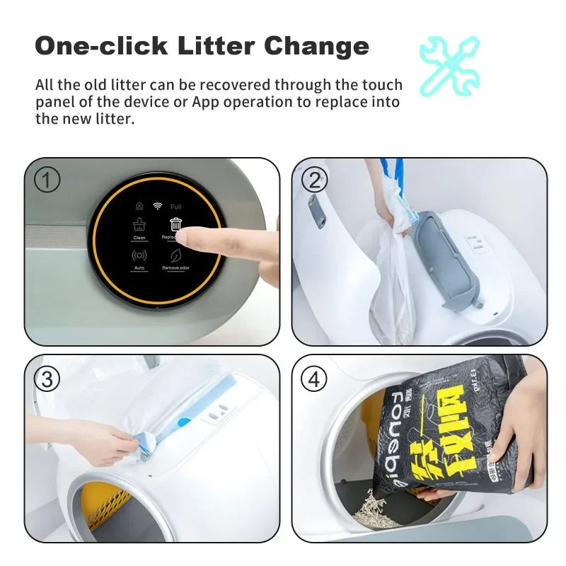 Tonepie Smart Cat Litter Box - Self-Cleaning, App-Controlled, 65L with Ionic Deodorizer for Hassle-Free Pet Care