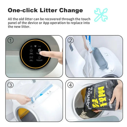 Tonepie Smart Cat Litter Box - Self-Cleaning, App-Controlled, 65L with Ionic Deodorizer for Hassle-Free Pet Care