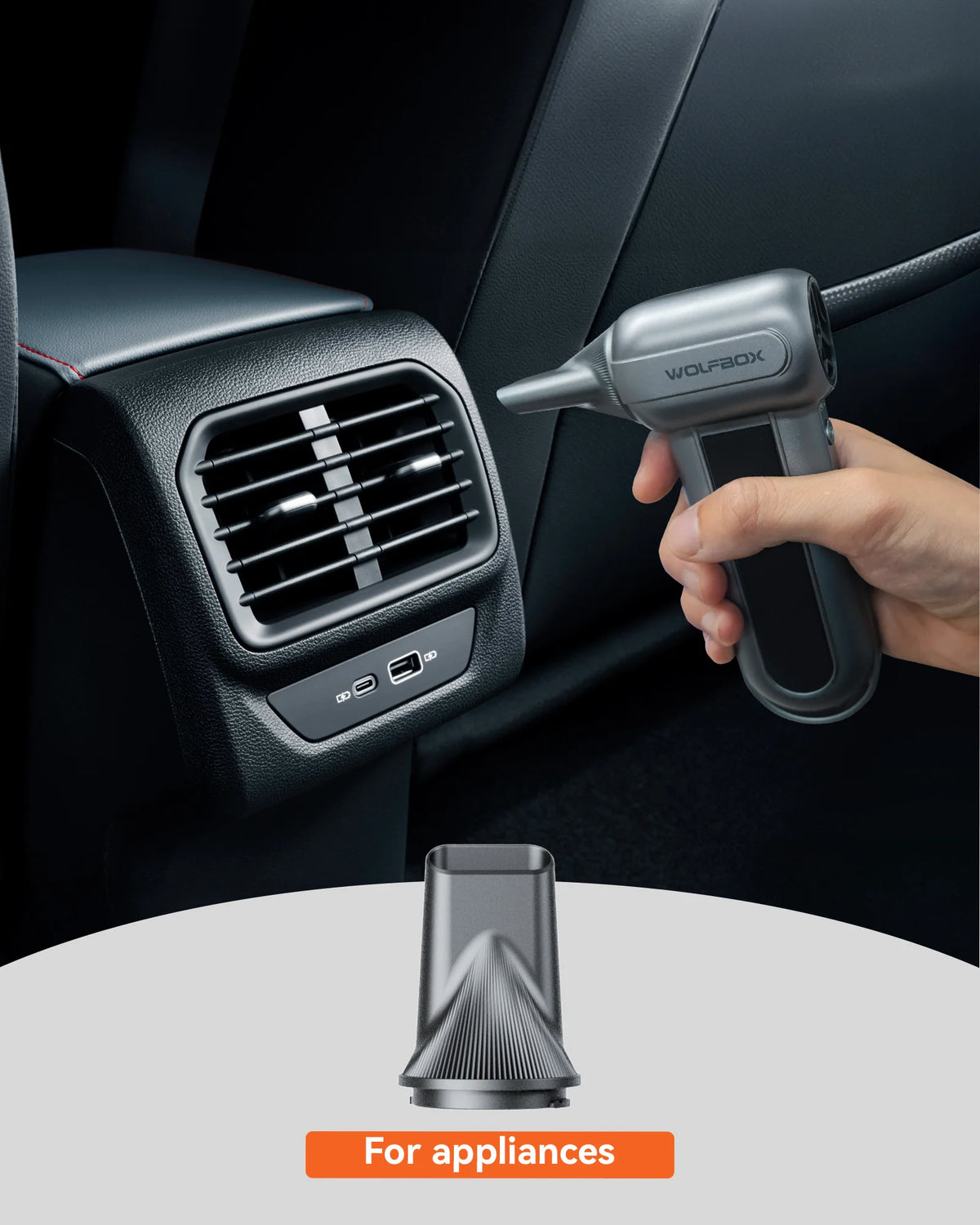 WOLFBOX MF100 Electric Air Duster - 150,000 RPM Rechargeable Blower for Cars, PCs, Homes & Outdoors