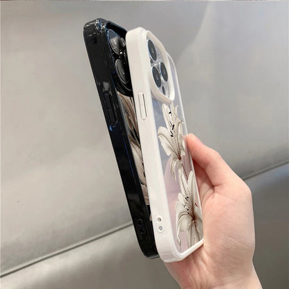 BrandName Shockproof iPhone Case - Vintage Floral Design for iPhone 16/17 Pro Max, 15, 14, 13, 12, 11, SE, 7, 8 Plus