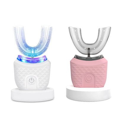 Wireless Charging Ultrasonic Toothbrush for Adults - U-Shaped Silicone Waterproof Sonic Vibration Technology