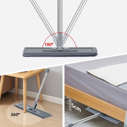 Hands-Free Microfiber Flat Floor Mop and Bucket Set for Efficient Hardwood Cleaning at Home