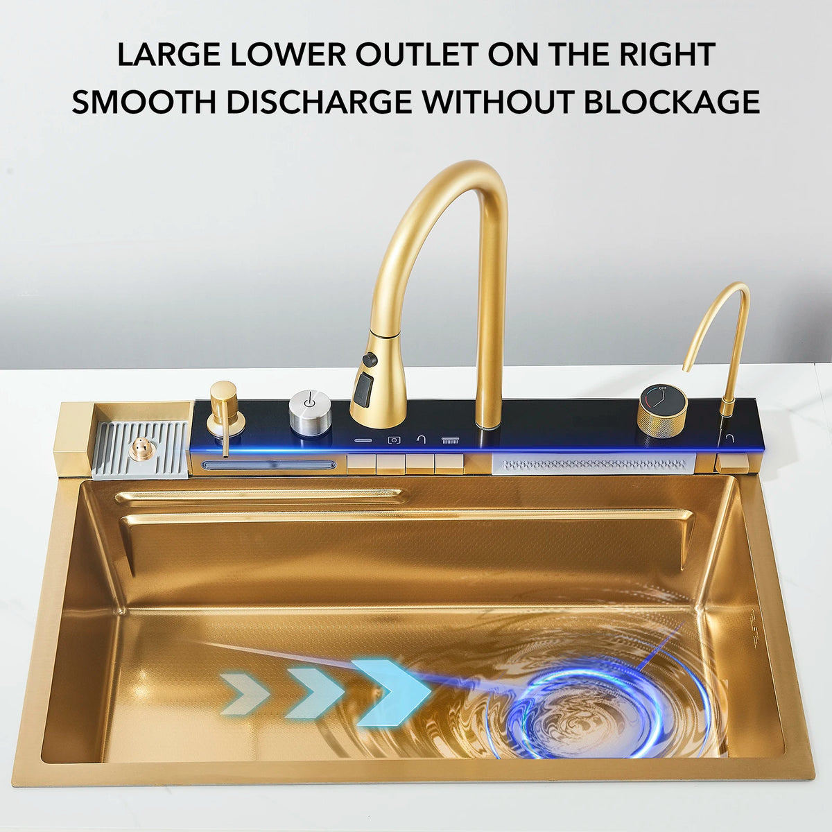 Golden Smart Digital Kitchen Sink Set with Water Purifier, Temperature Control, Soap Dispenser, and Cup Washer