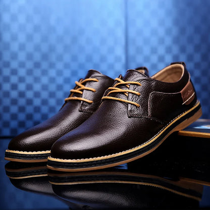 Men's Genuine Leather Brogue Oxfords - Italian Luxury Dress Shoes, Lace-Up Moccasins, Casual Plus Size 38-48