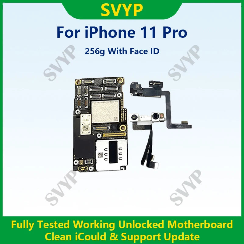 iPhone 11 Pro Motherboard - Cleaned, Face ID Unlocked, iCloud Tested, Compatible with iPhone 11 Pro - Fast Shipping