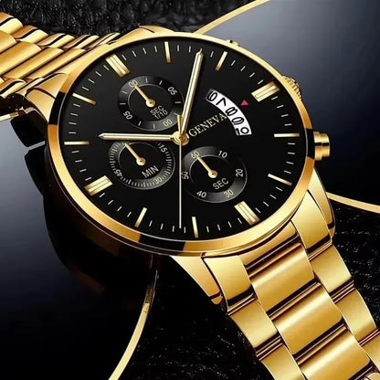 Luxury Men's Calendar Quartz Watch - Stylish Stainless Steel Business Timepiece for Confident Men