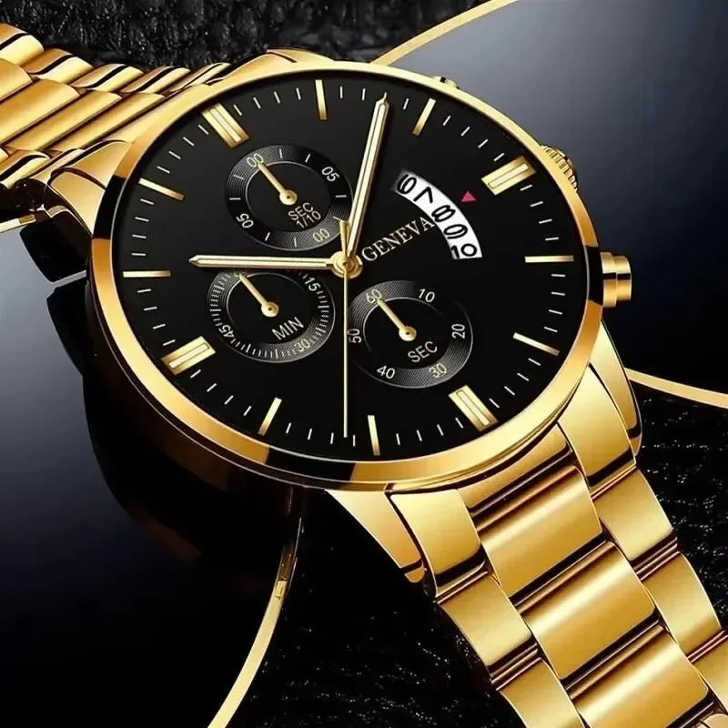 Luxury Men's Calendar Quartz Watch - Stylish Stainless Steel Business Timepiece for Confident Men