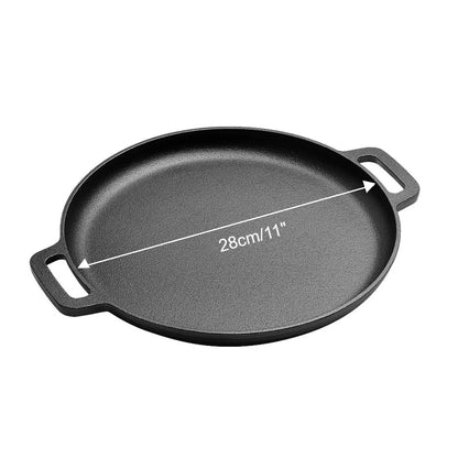 Cast Iron Skillet for Perfect Pizza, Eggs, Pancakes & Veggies - Non-Stick BBQ Frying Pan for Outdoor Cooking