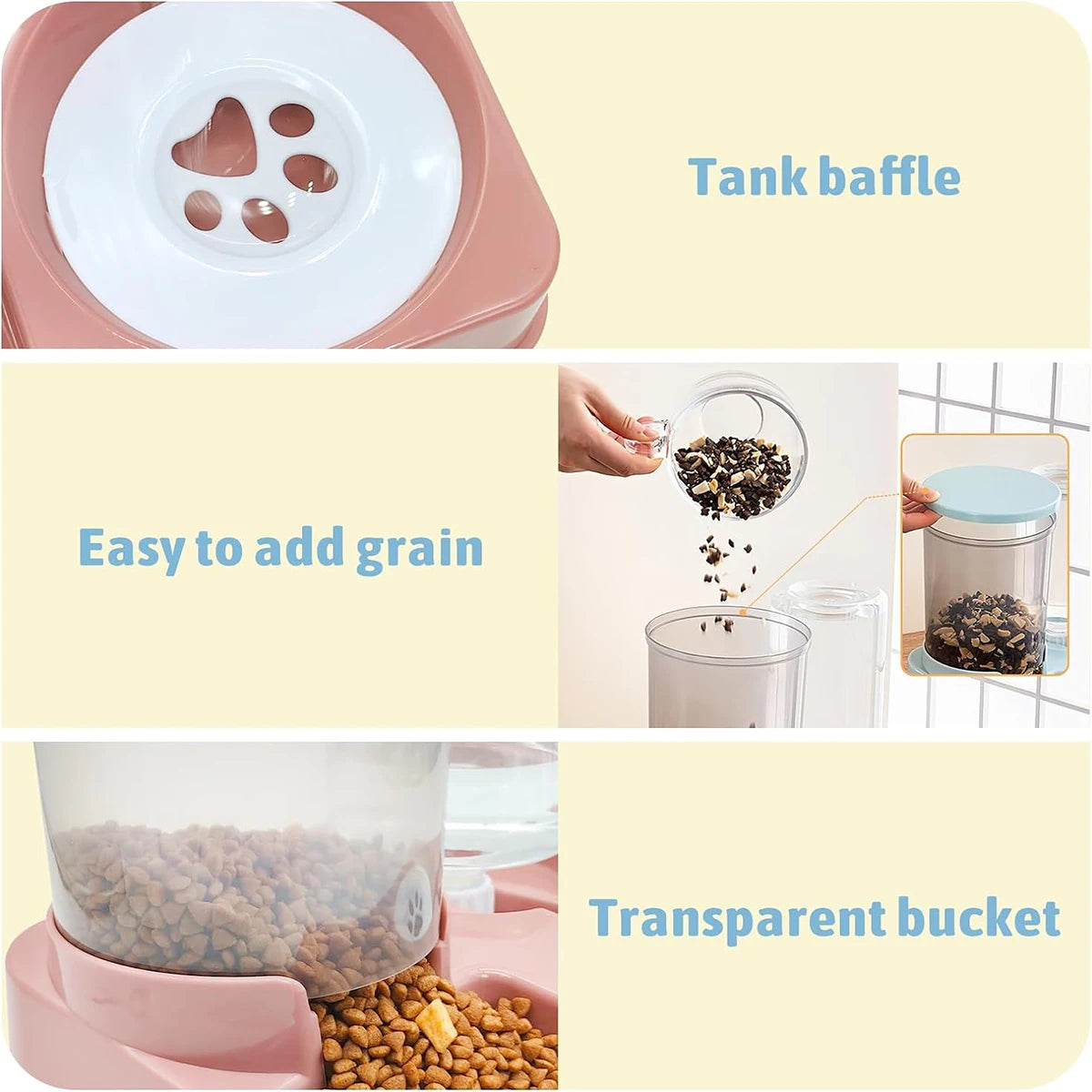 Automatic Cat Feeder & Water Dispenser Set - 2-in-1 Tilted Gravity Feeder for Cats & Dogs