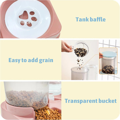 Automatic Cat Feeder & Water Dispenser Set - 2-in-1 Tilted Gravity Feeder for Cats & Dogs