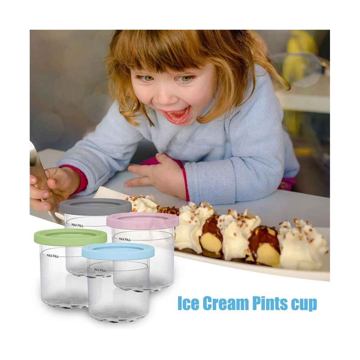 Ice Cream Pints for Ninja Creami NC301 NC300 NC299AMZ - Durable Containers with Lids for Homemade Treats