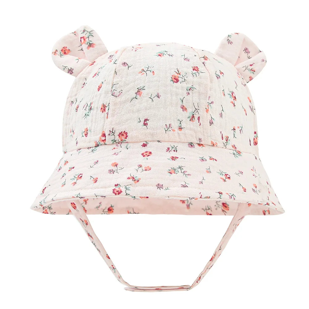 Muslin Cotton Baby Bucket Hat - Sun Protection for Kids 3-12M Boys & Girls Panama Cap