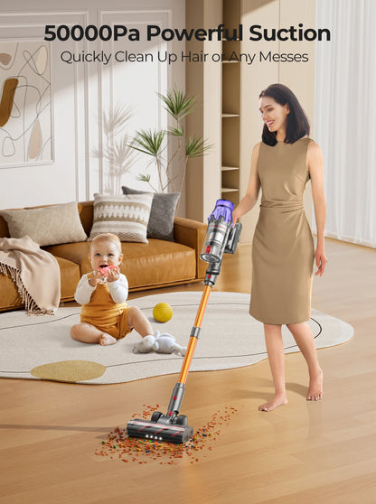 Laresar V7 Cordless Vacuum Cleaner - 500W, 50KPA Suction, Handheld with Removable Battery for Smart Home Cleaning