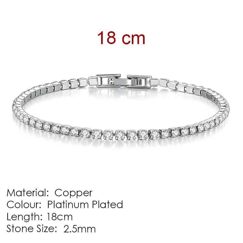 Silver Zircon Tennis Bracelet for Women & Men - Dazzling 2.5/3/4/5mm Crystal Hand Chain for Weddings & Punk Fashion Jewelry