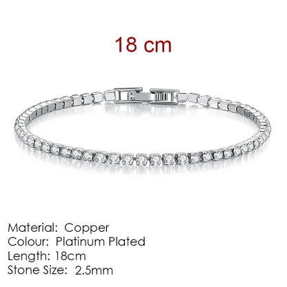 Silver Zircon Tennis Bracelet for Women & Men - Dazzling 2.5/3/4/5mm Crystal Hand Chain for Weddings & Punk Fashion Jewelry