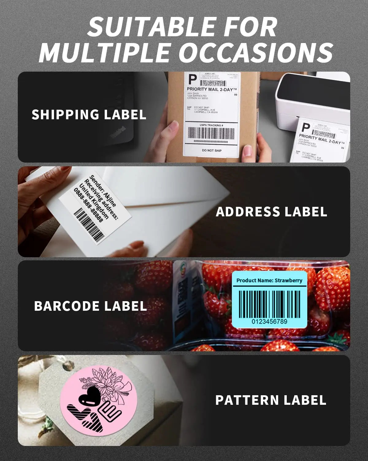 Phomemo 241 Wireless Bluetooth Label Printer for iPhone, Android, Mac & Windows - 108mm Thermal Shipping Labels