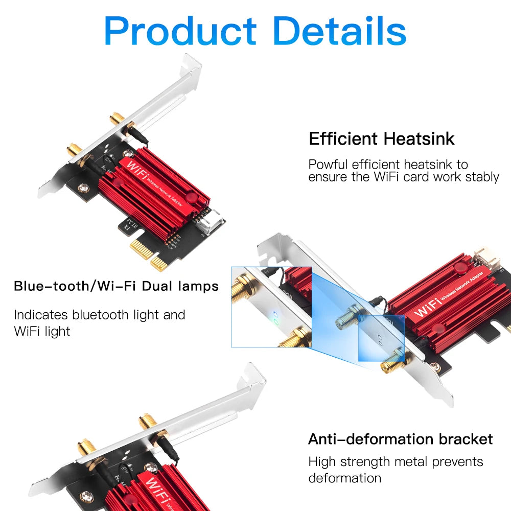 FENVI AC1200 WiFi 5 PCI-E Adapter for Dual Band 2.4G/5GHz - Bluetooth 4.0 Compatible with Windows 7/8/10/11 Desktops
