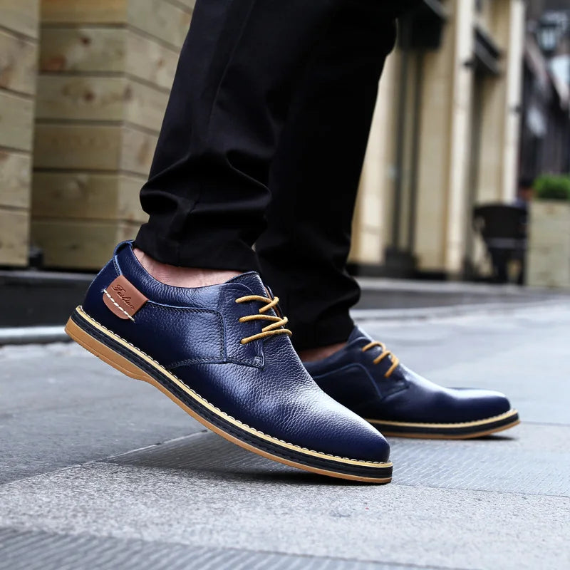 Men's Genuine Leather Brogue Oxfords - Italian Luxury Dress Shoes, Lace-Up Moccasins, Casual Plus Size 38-48