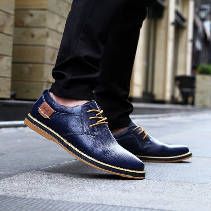 Men's Genuine Leather Brogue Oxfords - Italian Luxury Dress Shoes, Lace-Up Moccasins, Casual Plus Size 38-48