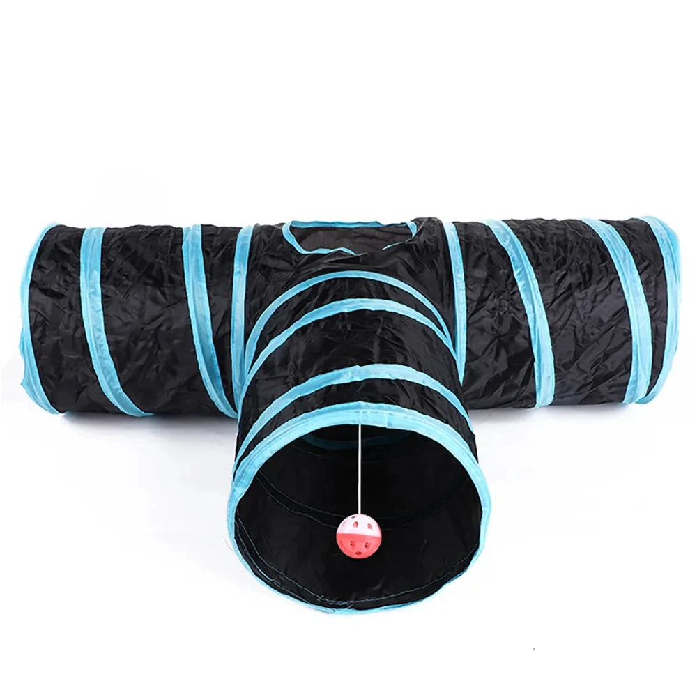 Cat Tunnel Toy for Indoor Cats - Foldable, Breathable Play Tunnel with Drill Barrel Design