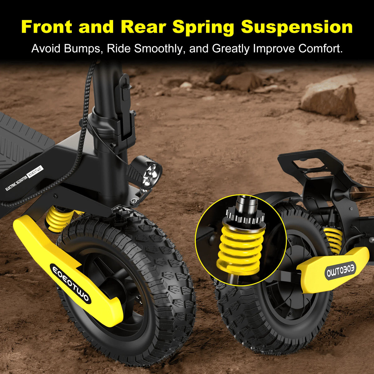 EOEOTWO 1200W Off-Road Electric Scooter for Adults - 30MPH, 48V, 11" Tubeless Tires, Foldable & Long Range