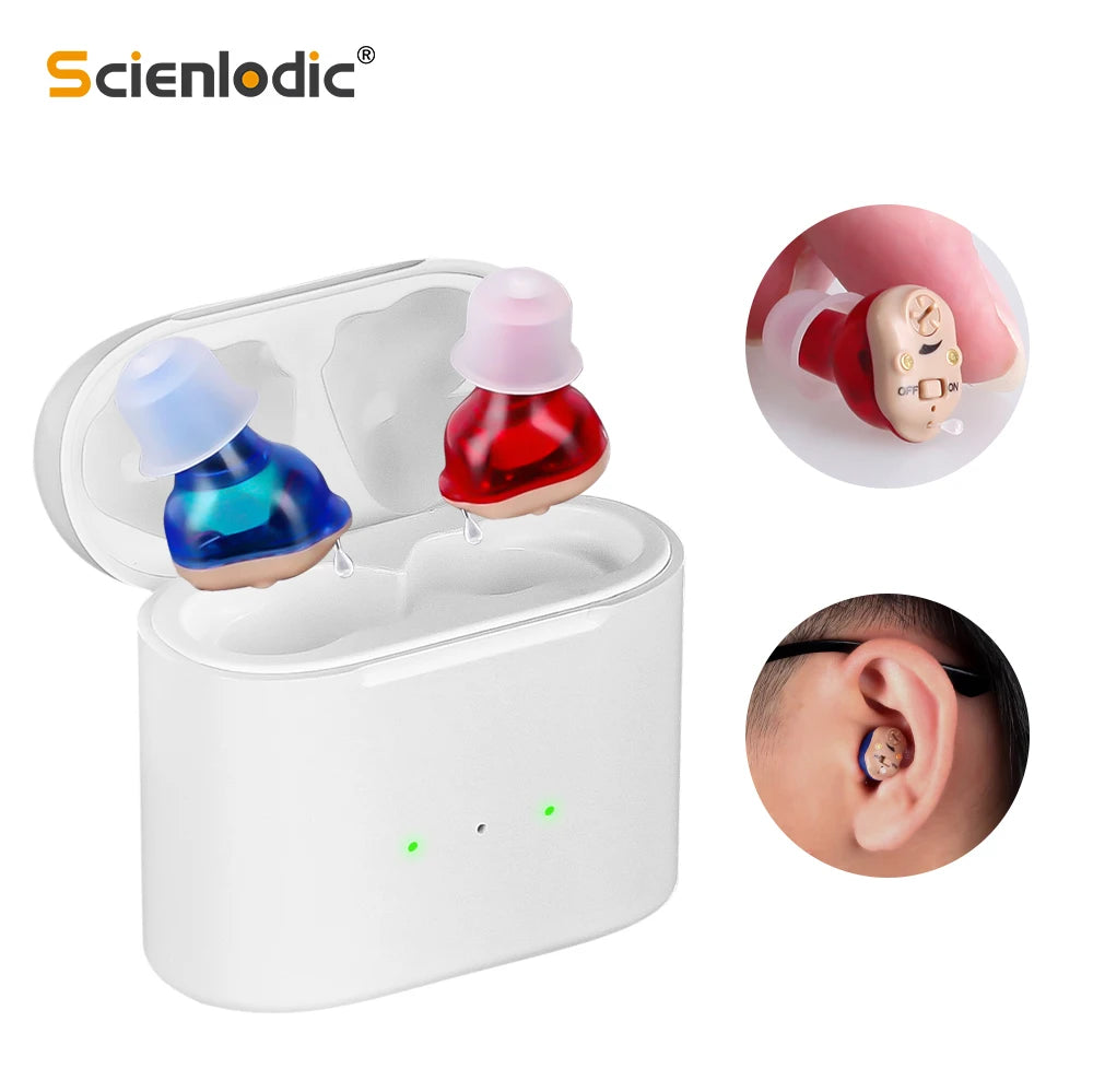 Rechargeable ITE Hearing Aids for Seniors - Invisible Mini Sound Amplifier for Enhanced Listening Experience