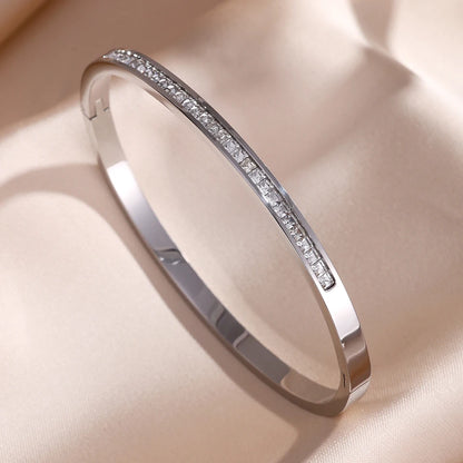 ZAKOL Sparkling Zirconia Stainless Steel Bracelet Set for Women - Stackable Bangles Fashion Jewelry Gift