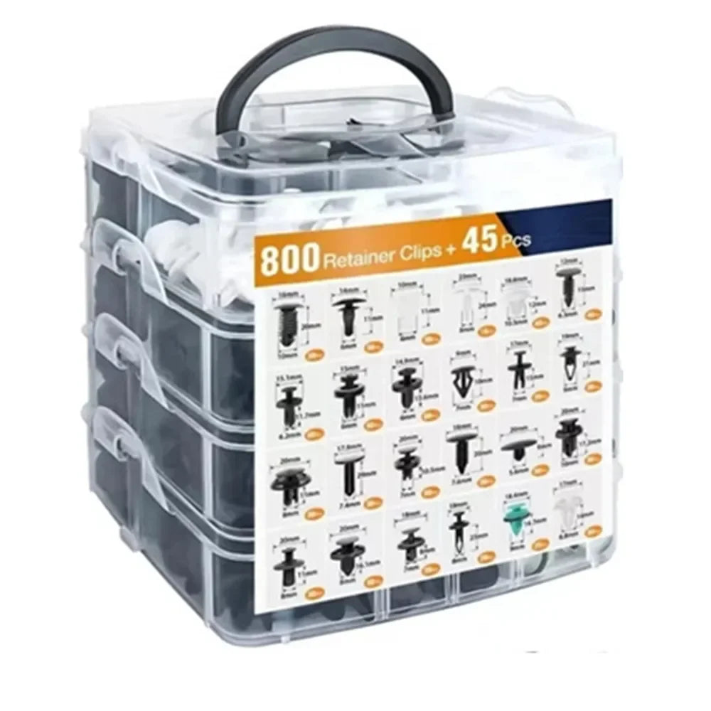 Car Fastener Clip Kit - 800pcs Auto Body Rivets for Fender, Bumper, Door Trim Panel Repair