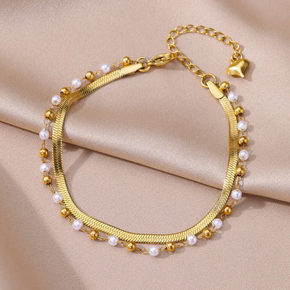 Gold Imitation Pearl Chain Anklet for Women - Summer Beach Leg Bracelet Accessory