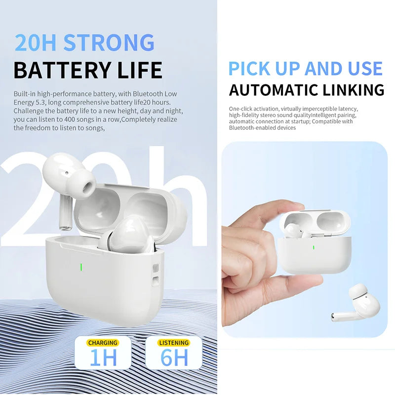 2025 Air Pro Wireless Bluetooth Earbuds for iPhone & Android - HiFi TWS Noise-Cancelling Waterproof Headphones
