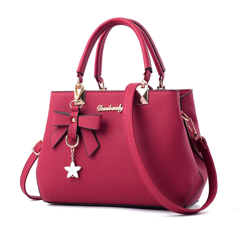 Yogodlns Elegant Messenger Bag for Women - Floral Pendant Office Tote & Crossbody Shoulder Handbag