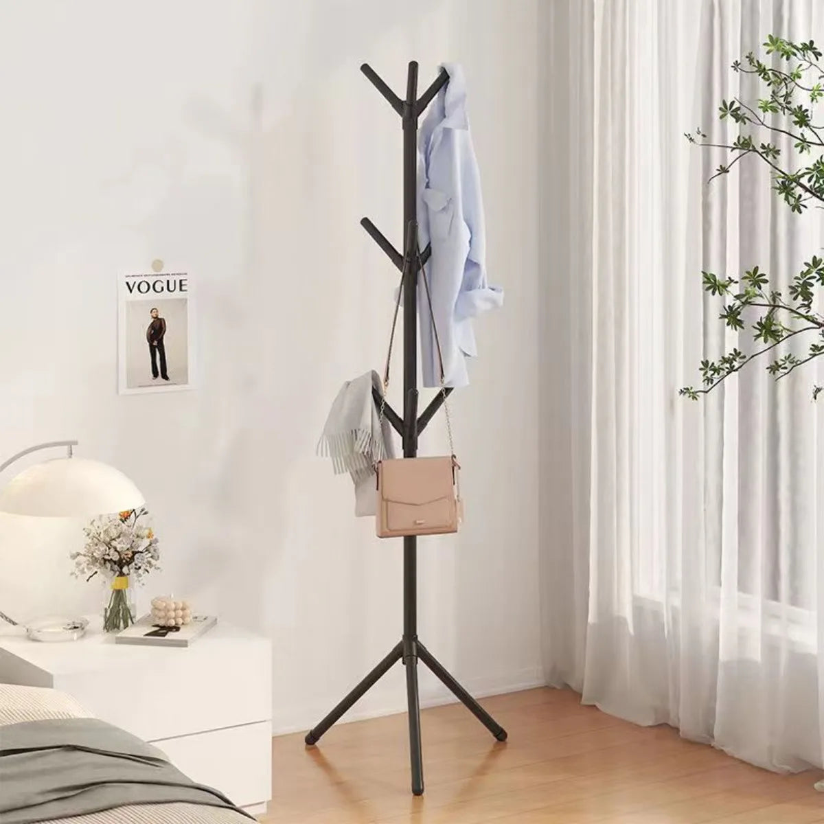 Vertical Tree Branch Coat Rack for Bedroom - Stylish Hat, Scarf & Handbag Storage Solution