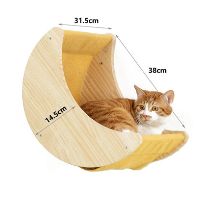 Wall-Mounted Cat Tree with Scratching Post, Jumping Platform, and Hammock for Cats