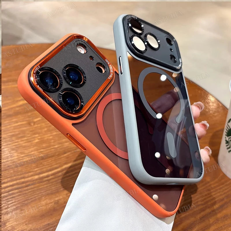 Luxury Magnetic Metal Bumper Case for iPhone 11-17 Pro Max Plus | Wireless Charging Compatible, Hard Protection Cover