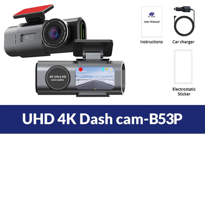 4K UHD Dash Cam with Night Vision & GPS - Car Camera for Safe Driving & 24/7 Parking Surveillance