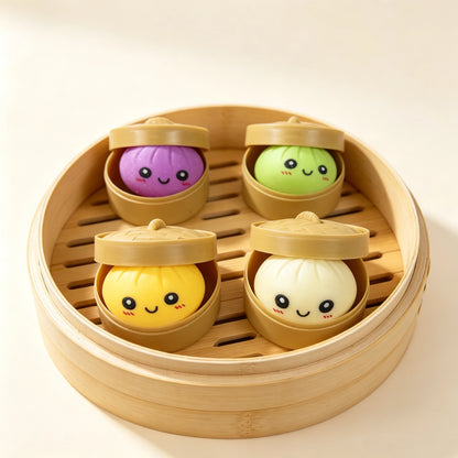 Colorful Simulated Steamed Bun Squeeze Toy - 1-6pcs Blind Box for Stress Relief & Sensory Play