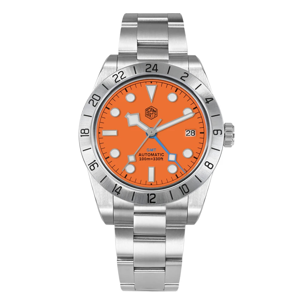 San Martin 39mm NH34 BB GMT Automatic Sport Watch for Men - Sapphire, Luminous, 100m Waterproof Relogio SN0054