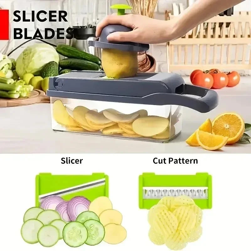 14-in-1 Multifunctional Vegetable Chopper & Slicer for Effortless Food Preparation in the Kitchen