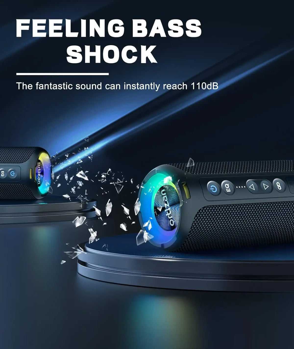 Ortizan X8 Pro Portable Bluetooth Speaker – 40W Stereo Sound, IPX7 Waterproof, 30H Playtime, RGB Lights, 3 EQ Modes